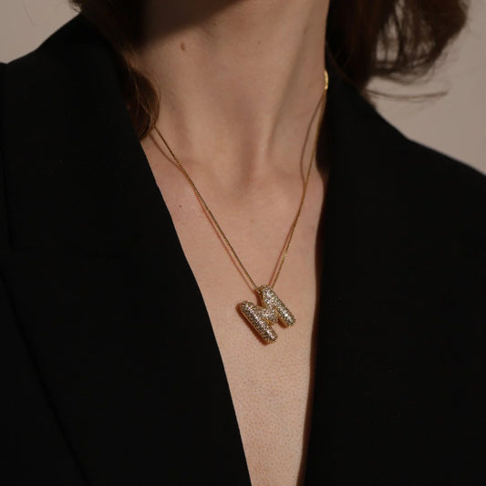 Collar Inicial Globo Zirconia
